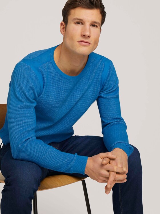 Pullover mit Rippbündchen - Männer - bright ibiza blue Pullover mit Rippbündchen - Männer - bright ibiza blue - 5 - TOM TAILOR