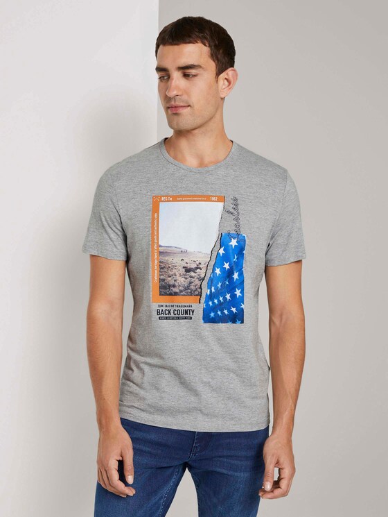 T-Shirt mit Fotoprint - Männer - Middle Grey Melange T-Shirt mit Fotoprint - Männer - Middle Grey Melange - 1 - TOM TAILOR