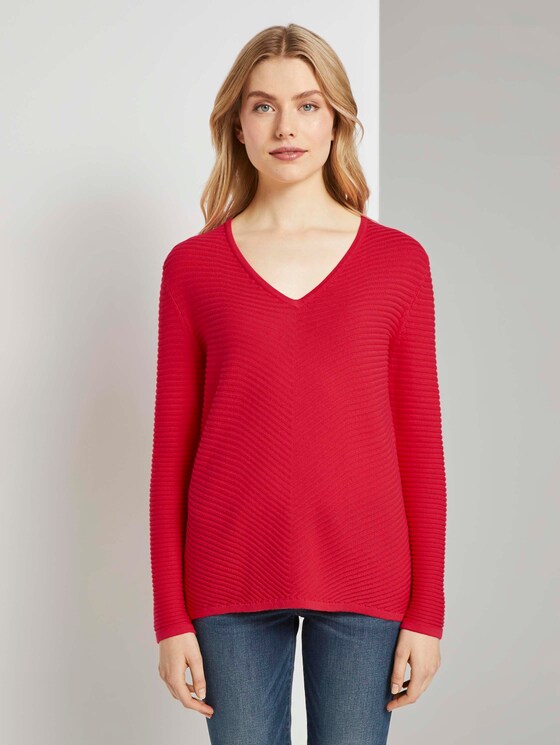 Pullover mit Zick-Zack-Struktur - Frauen - Strong Red Pullover mit Zick-Zack-Struktur - Frauen - Strong Red - 1 - TOM TAILOR