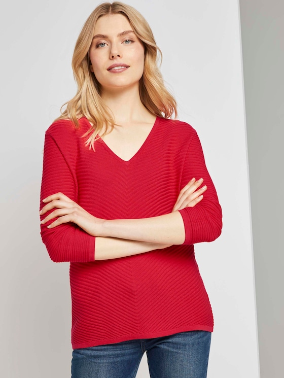 Pullover mit Zick-Zack-Struktur - Frauen - Strong Red Pullover mit Zick-Zack-Struktur - Frauen - Strong Red - 5 - TOM TAILOR