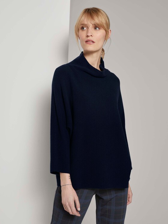 Strukturierter Pullover mit Stehkragen - Frauen - Sky Captain Blue Strukturierter Pullover mit Stehkragen - Frauen - Sky Captain Blue - 1 - TOM TAILOR