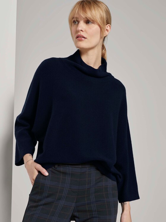 Strukturierter Pullover mit Stehkragen - Frauen - Sky Captain Blue Strukturierter Pullover mit Stehkragen - Frauen - Sky Captain Blue - 5 - TOM TAILOR