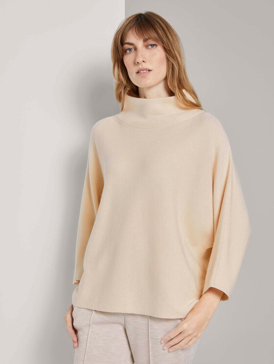 Strukturierter Pullover mit Stehkragen - Frauen - warm sand beige Strukturierter Pullover mit Stehkragen - Frauen - warm sand beige - 1 - TOM TAILOR