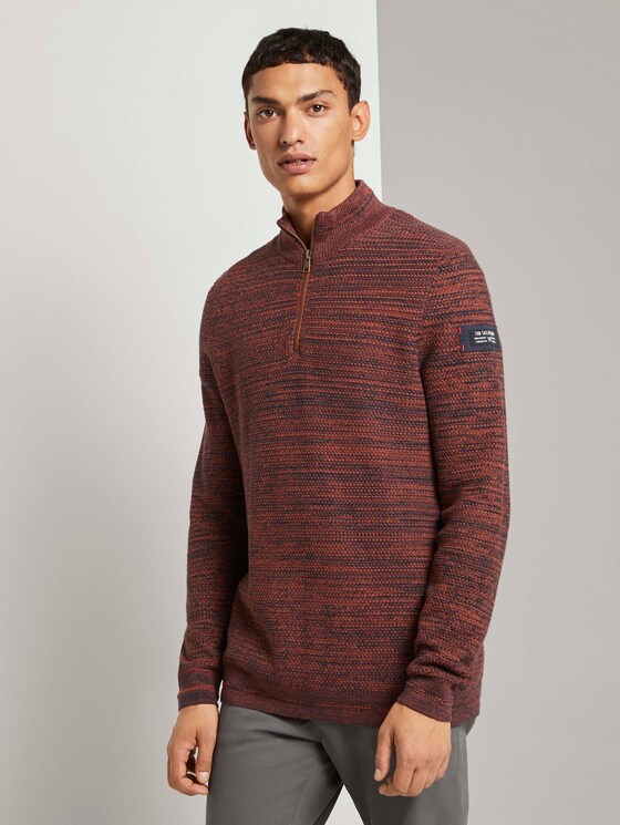 Troyer Pullover in Melange Optik - Männer - rust navy mouline Troyer Pullover in Melange Optik - Männer - rust navy mouline - 1 - TOM TAILOR Denim