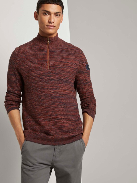 Troyer Pullover in Melange Optik - Männer - rust navy mouline Troyer Pullover in Melange Optik - Männer - rust navy mouline - 5 - TOM TAILOR Denim