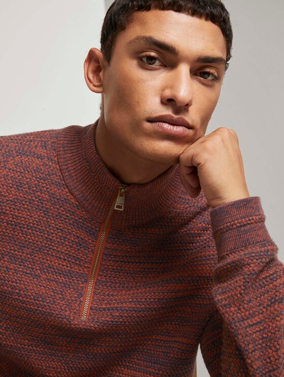 Troyer Pullover in Melange Optik - Männer - rust navy mouline Troyer Pullover in Melange Optik - Männer - rust navy mouline - 9 - TOM TAILOR Denim