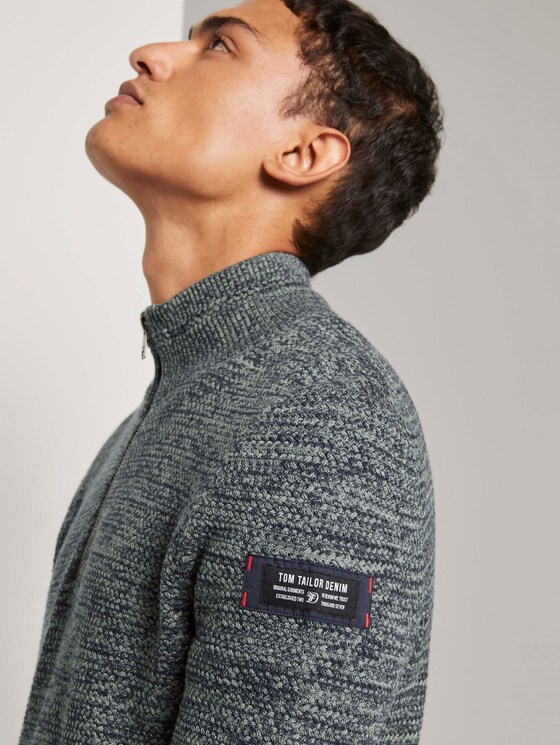 Troyer Pullover in Melange Optik - Männer - green navy mouline Troyer Pullover in Melange Optik - Männer - green navy mouline - 9 - TOM TAILOR Denim