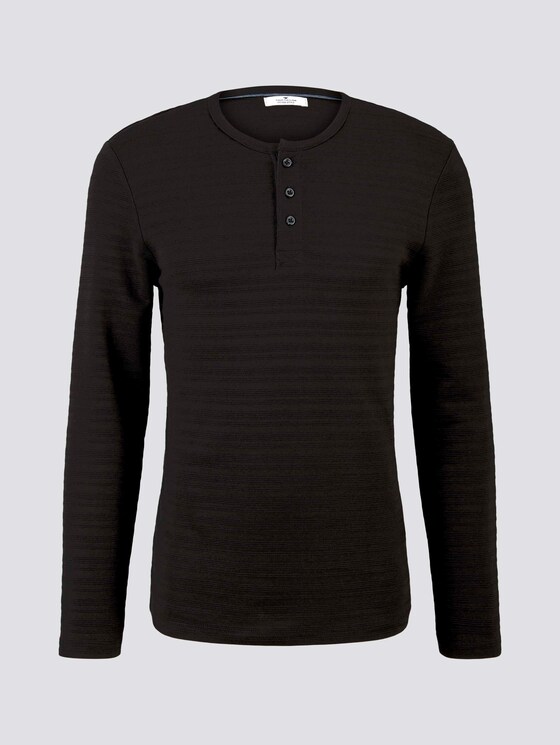 Henleyshirt mit Ripp-Struktur - Männer - Black Henleyshirt mit Ripp-Struktur - Männer - Black - 7 - TOM TAILOR