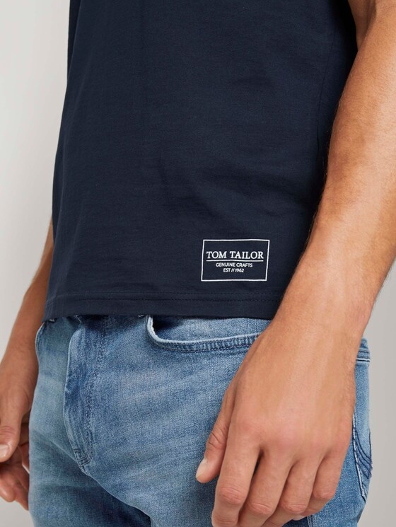 Basic T-Shirt mit Ripp-Blende - Männer - Dark Blue Basic T-Shirt mit Ripp-Blende - Männer - Dark Blue - 10 - TOM TAILOR