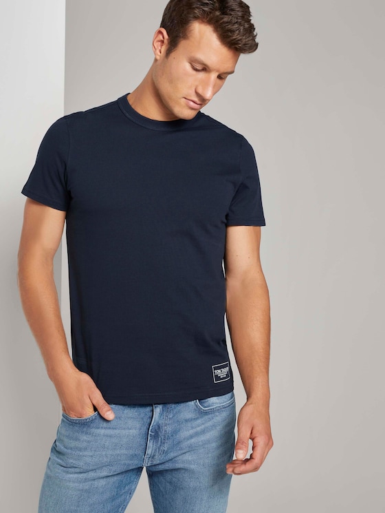 Basic T-Shirt mit Ripp-Blende - Männer - Dark Blue Basic T-Shirt mit Ripp-Blende - Männer - Dark Blue - 5 - TOM TAILOR