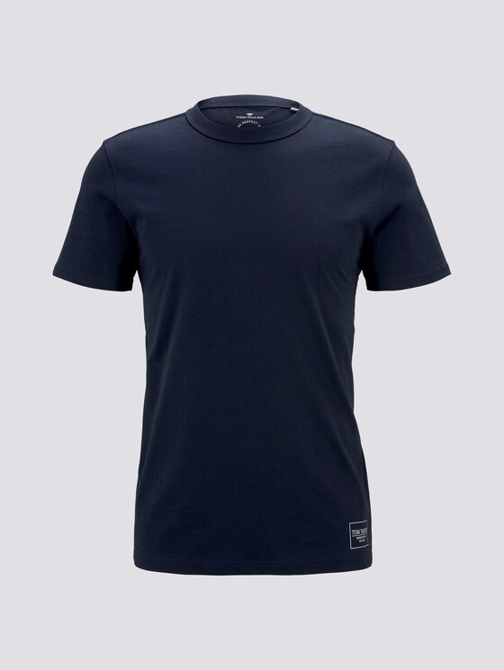 Basic T-Shirt mit Ripp-Blende - Männer - Dark Blue Basic T-Shirt mit Ripp-Blende - Männer - Dark Blue - 7 - TOM TAILOR