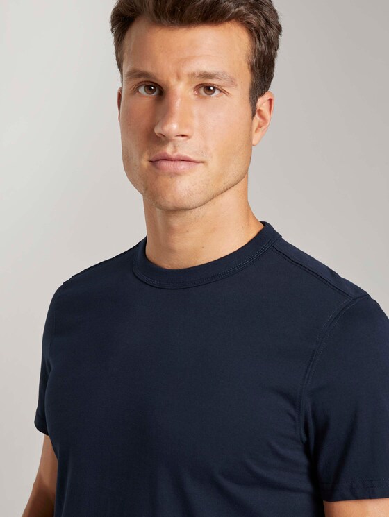 Basic T-Shirt mit Ripp-Blende - Männer - Dark Blue Basic T-Shirt mit Ripp-Blende - Männer - Dark Blue - 9 - TOM TAILOR