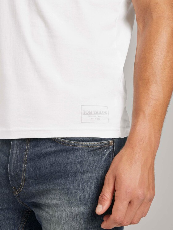 Basic T-Shirt mit Ripp-Blende - Männer - Light Marsmallow Basic T-Shirt mit Ripp-Blende - Männer - Light Marsmallow - 10 - TOM TAILOR