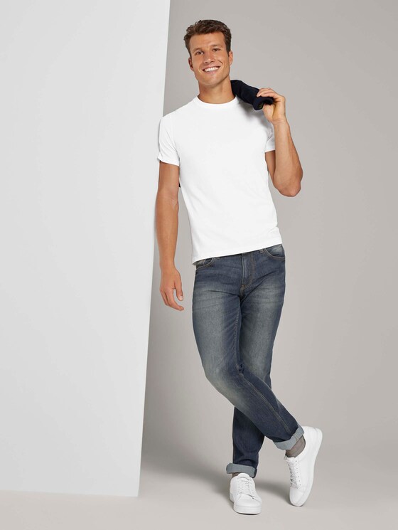 Basic T-Shirt mit Ripp-Blende - Männer - Light Marsmallow Basic T-Shirt mit Ripp-Blende - Männer - Light Marsmallow - 3 - TOM TAILOR