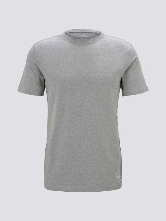 Basic T-Shirt mit Ripp-Blende - Männer - Middle Grey Melange Basic T-Shirt mit Ripp-Blende - Männer - Middle Grey Melange - 7 - TOM TAILOR