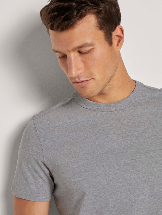 Basic T-Shirt mit Ripp-Blende - Männer - Middle Grey Melange Basic T-Shirt mit Ripp-Blende - Männer - Middle Grey Melange - 9 - TOM TAILOR