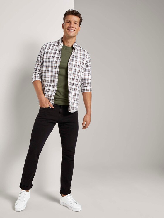 Basic T-Shirt mit Ripp-Blende - Männer - Olive Night Green Basic T-Shirt mit Ripp-Blende - Männer - Olive Night Green - 3 - TOM TAILOR