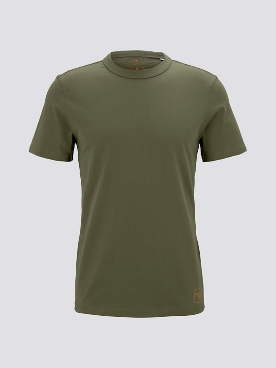 Basic T-Shirt mit Ripp-Blende - Männer - Olive Night Green Basic T-Shirt mit Ripp-Blende - Männer - Olive Night Green - 7 - TOM TAILOR