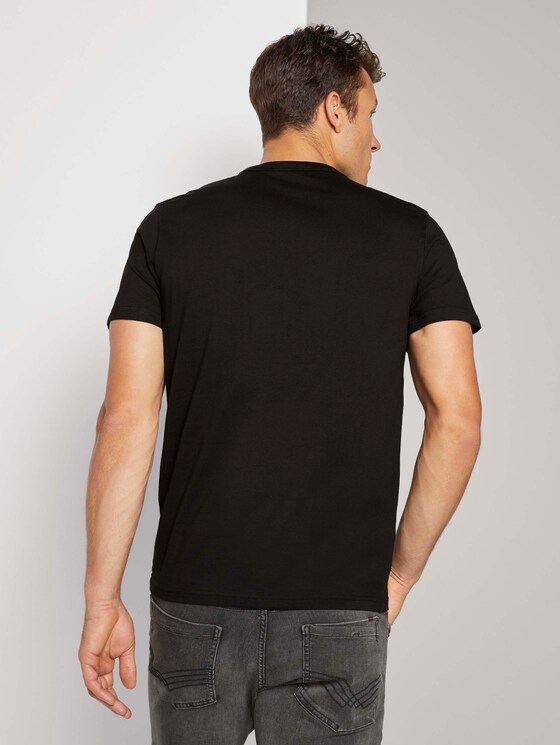 Basic T-Shirt mit Ripp-Blende - Männer - Black Basic T-Shirt mit Ripp-Blende - Männer - Black - 2 - TOM TAILOR