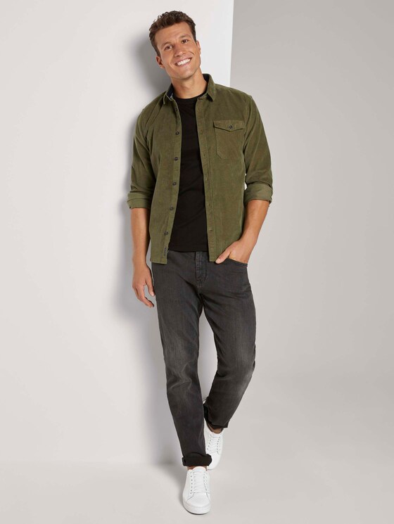 Basic T-Shirt mit Ripp-Blende - Männer - Black Basic T-Shirt mit Ripp-Blende - Männer - Black - 3 - TOM TAILOR
