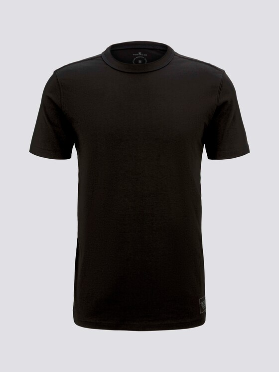 Basic T-Shirt mit Ripp-Blende - Männer - Black Basic T-Shirt mit Ripp-Blende - Männer - Black - 7 - TOM TAILOR