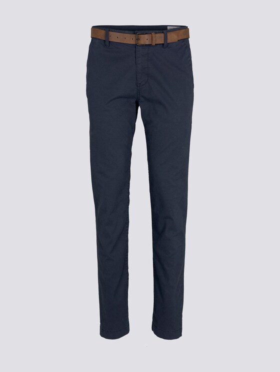 Strukturierte Straight-Chinohose mit Gürtel - Männer - navy small broken square print Strukturierte Straight-Chinohose mit Gürtel - Männer - navy small broken square print - 7 - TOM TAILOR Denim