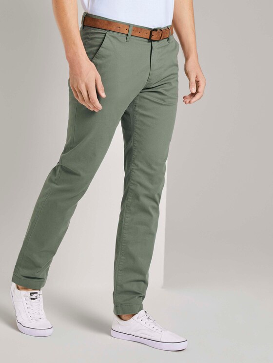 Strukturierte Straight-Chinohose mit Gürtel - Männer - green small brokensquare print Strukturierte Straight-Chinohose mit Gürtel - Männer - green small brokensquare print - 11 - TOM TAILOR Denim