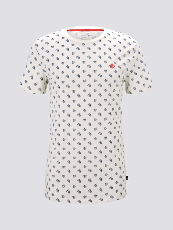 Print T-Shirt mit kleinem Logo - Männer - beige small leaf autumn print Print T-Shirt mit kleinem Logo - Männer - beige small leaf autumn print - 7 - TOM TAILOR Denim