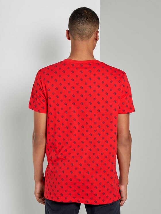 Print T-Shirt mit kleinem Logo - Männer - red small leaf autumn print Print T-Shirt mit kleinem Logo - Männer - red small leaf autumn print - 2 - TOM TAILOR Denim