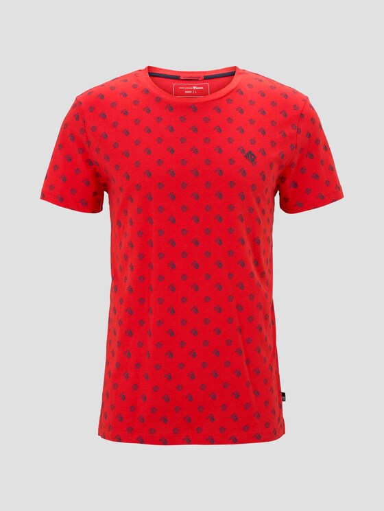 Print T-Shirt mit kleinem Logo - Männer - red small leaf autumn print Print T-Shirt mit kleinem Logo - Männer - red small leaf autumn print - 7 - TOM TAILOR Denim