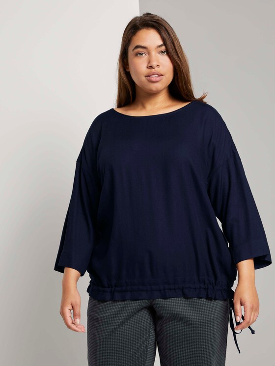 Curvy - 3/4-Arm Bluse mit Tunnelzug - Frauen - Sky Captain Blue Curvy - 3/4-Arm Bluse mit Tunnelzug - Frauen - Sky Captain Blue - 1 - My True Me