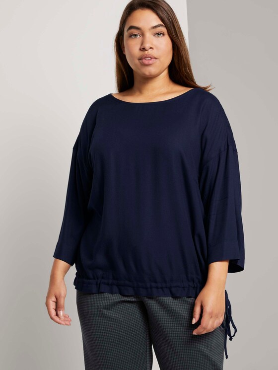 Curvy - 3/4-Arm Bluse mit Tunnelzug - Frauen - Sky Captain Blue Curvy - 3/4-Arm Bluse mit Tunnelzug - Frauen - Sky Captain Blue - 5 - My True Me