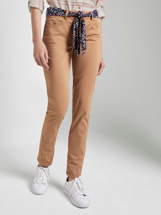 Alexa Slim Jeans mit Bindegürtel - Frauen - light chestnut Alexa Slim Jeans mit Bindegürtel - Frauen - light chestnut - 1 - TOM TAILOR