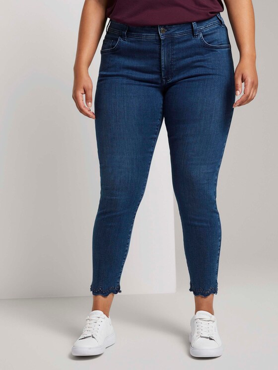 Skinny Jeans mit Spitzendetails - Frauen - random bleached blue denim Skinny Jeans mit Spitzendetails - Frauen - random bleached blue denim - 1 - My True Me