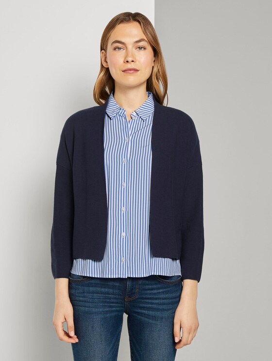 Kurzer Cardigan mit Schalkragen - Frauen - Sky Captain Blue Kurzer Cardigan mit Schalkragen - Frauen - Sky Captain Blue - 1 - TOM TAILOR