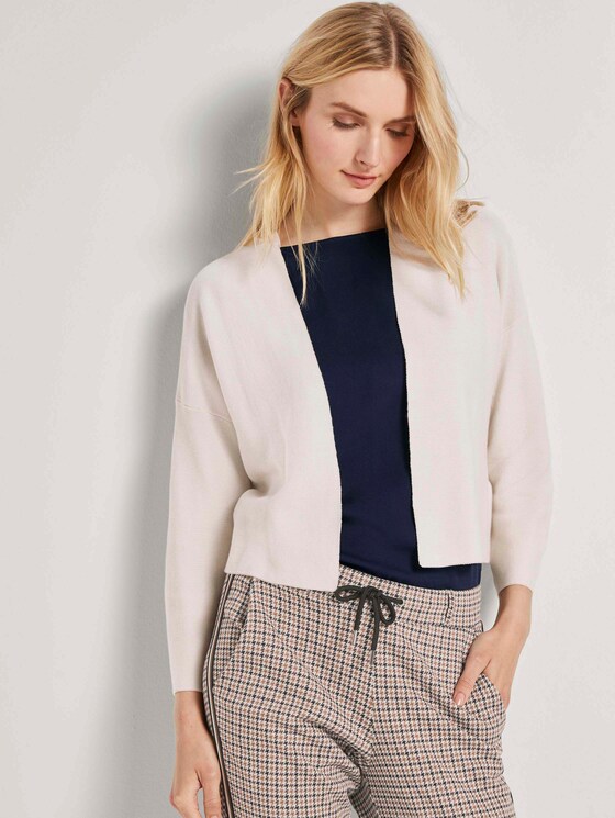 Kurzer Cardigan mit Schalkragen - Frauen - dusty alabaster Kurzer Cardigan mit Schalkragen - Frauen - dusty alabaster - 5 - TOM TAILOR