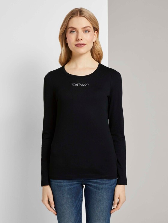 Langarmshirt mit Logo-Print - Frauen - Deep Black Langarmshirt mit Logo-Print - Frauen - Deep Black - 1 - TOM TAILOR
