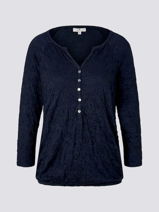 Crincle Shirt mit Henley-Ausschnitt - Frauen - Sky Captain Blue Crincle Shirt mit Henley-Ausschnitt - Frauen - Sky Captain Blue - 7 - TOM TAILOR