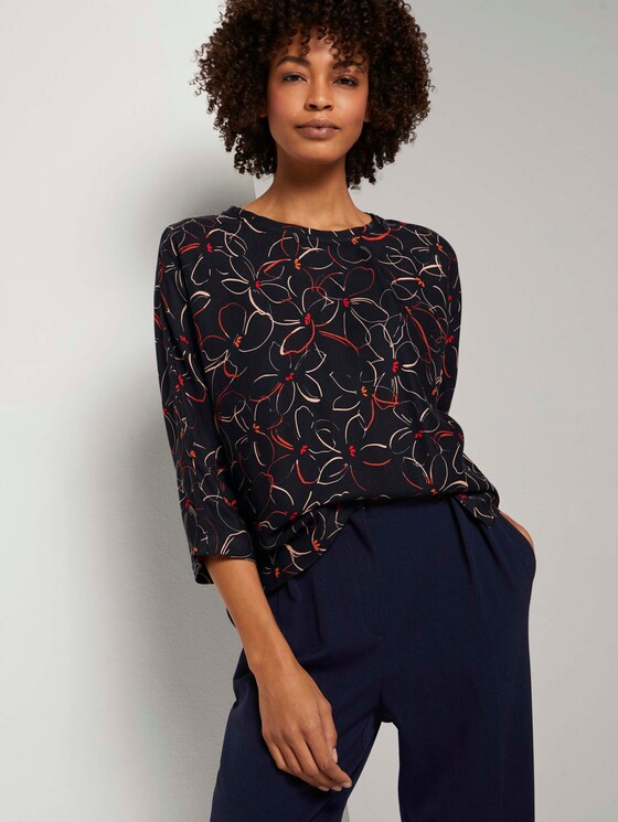 Fledermaus-Bluse mit Blumenprint - Frauen - navy flower design Fledermaus-Bluse mit Blumenprint - Frauen - navy flower design - 5 - Mine to five