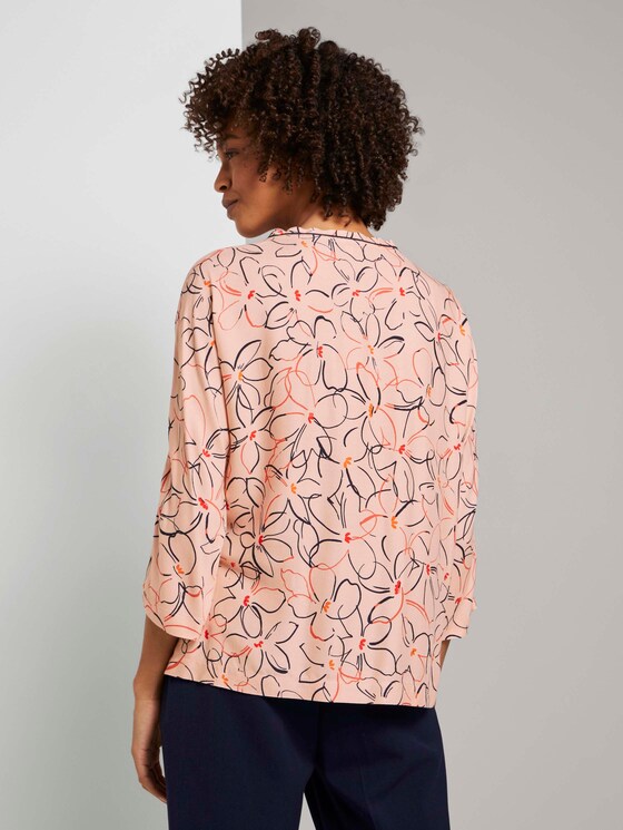 Fledermaus-Bluse mit Blumenprint - Frauen - salmon rose flower design Fledermaus-Bluse mit Blumenprint - Frauen - salmon rose flower design - 2 - Mine to five