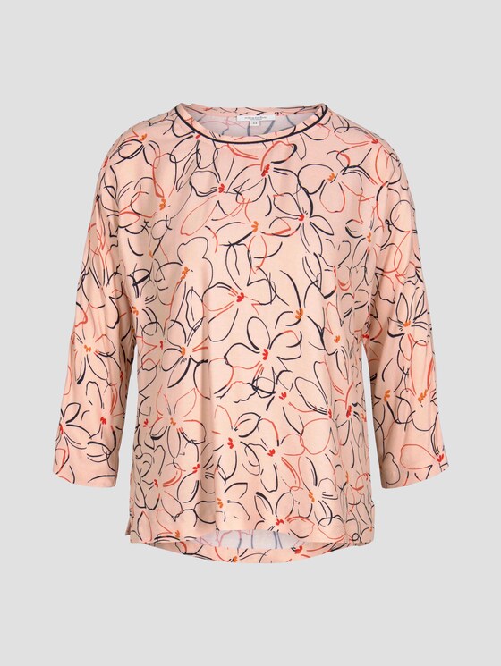 Fledermaus-Bluse mit Blumenprint - Frauen - salmon rose flower design Fledermaus-Bluse mit Blumenprint - Frauen - salmon rose flower design - 7 - Mine to five