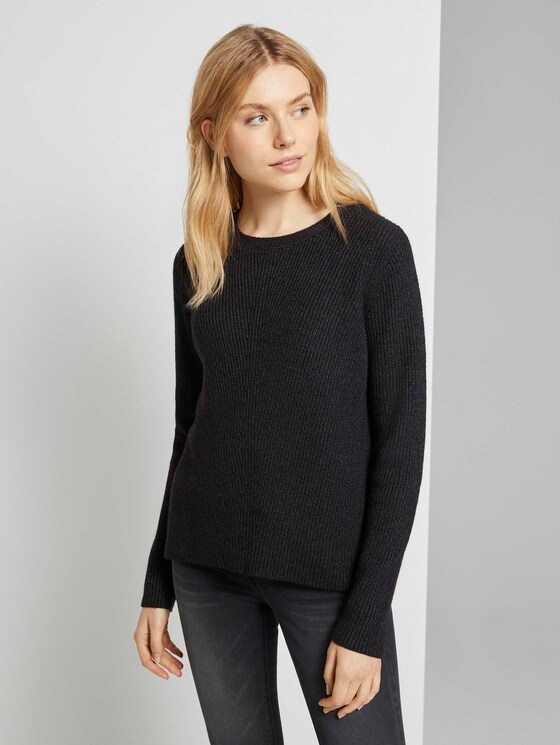 Strukturierter Pullover - Frauen - Black melange Strukturierter Pullover - Frauen - Black melange - 1 - TOM TAILOR