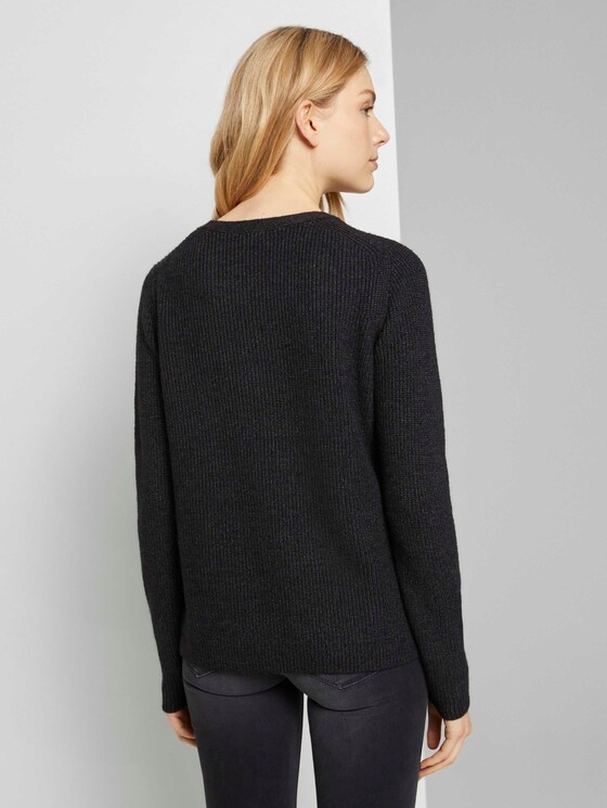 Strukturierter Pullover - Frauen - Black melange Strukturierter Pullover - Frauen - Black melange - 2 - TOM TAILOR