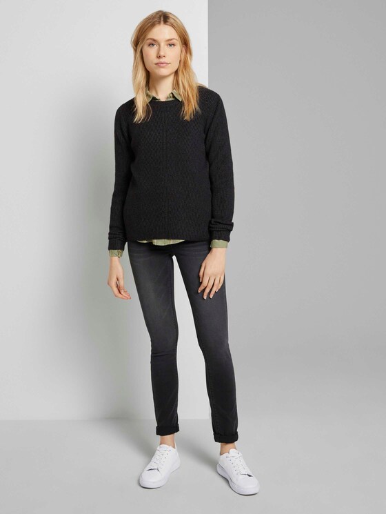 Strukturierter Pullover - Frauen - Black melange Strukturierter Pullover - Frauen - Black melange - 3 - TOM TAILOR