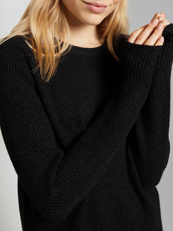Strukturierter Pullover - Frauen - Black melange Strukturierter Pullover - Frauen - Black melange - 9 - TOM TAILOR