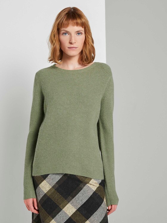 Strukturierter Pullover - Frauen - calm green melange Strukturierter Pullover - Frauen - calm green melange - 1 - TOM TAILOR