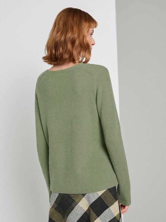 Strukturierter Pullover - Frauen - calm green melange Strukturierter Pullover - Frauen - calm green melange - 2 - TOM TAILOR