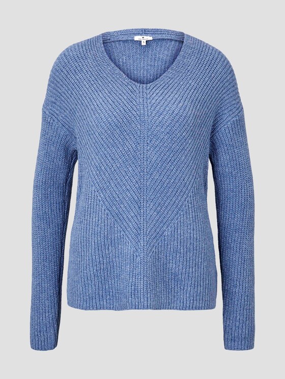 Gebreide trui met V-hals - Vrouwen - blueberry blue melange Gebreide trui met V-hals - Vrouwen - blueberry blue melange - 7 - TOM TAILOR