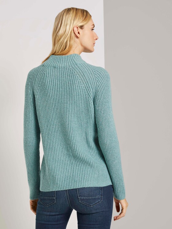 Stehkragen Pullover mit Raglanärmeln - Frauen - salvia green melange Stehkragen Pullover mit Raglanärmeln - Frauen - salvia green melange - 2 - TOM TAILOR