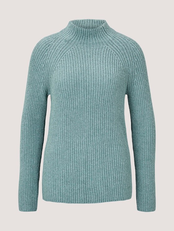 Stehkragen Pullover mit Raglanärmeln - Frauen - salvia green melange Stehkragen Pullover mit Raglanärmeln - Frauen - salvia green melange - 7 - TOM TAILOR